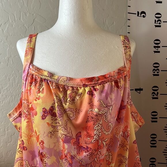 Cw Classics pink & orange bra top sleeveless square neck silky fabric plus size - Picture 4 of 12